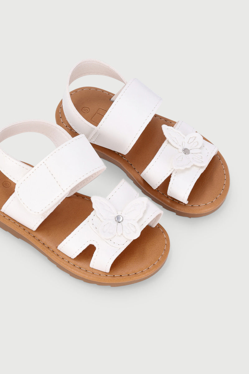 Pre-Girls Butterfly Comfort Sandal - White