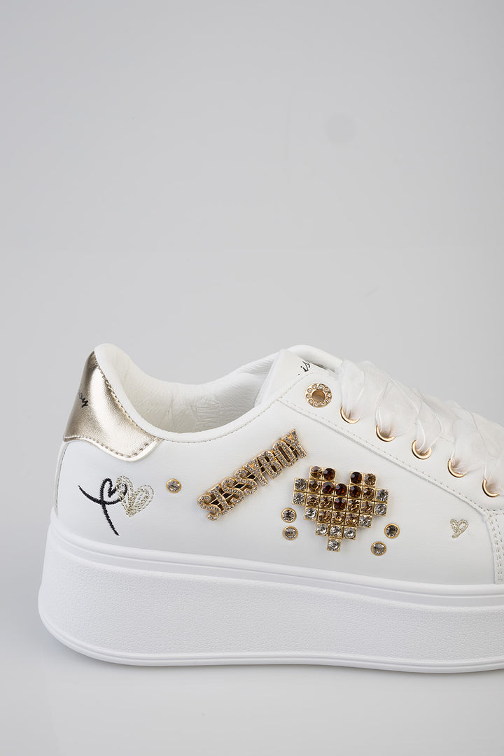 Tyra Diamante Chunky Pu Sneaker - White