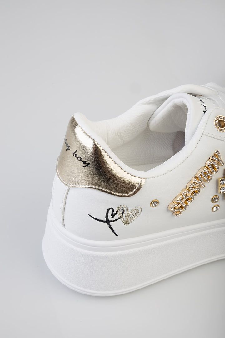 Tyra Diamante Chunky Pu Sneaker - White