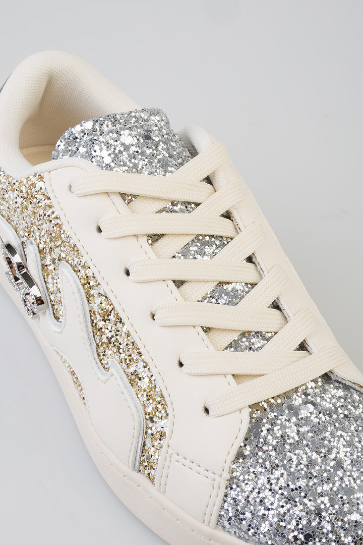 Marguerite Bling Detail Sneaker - Cream