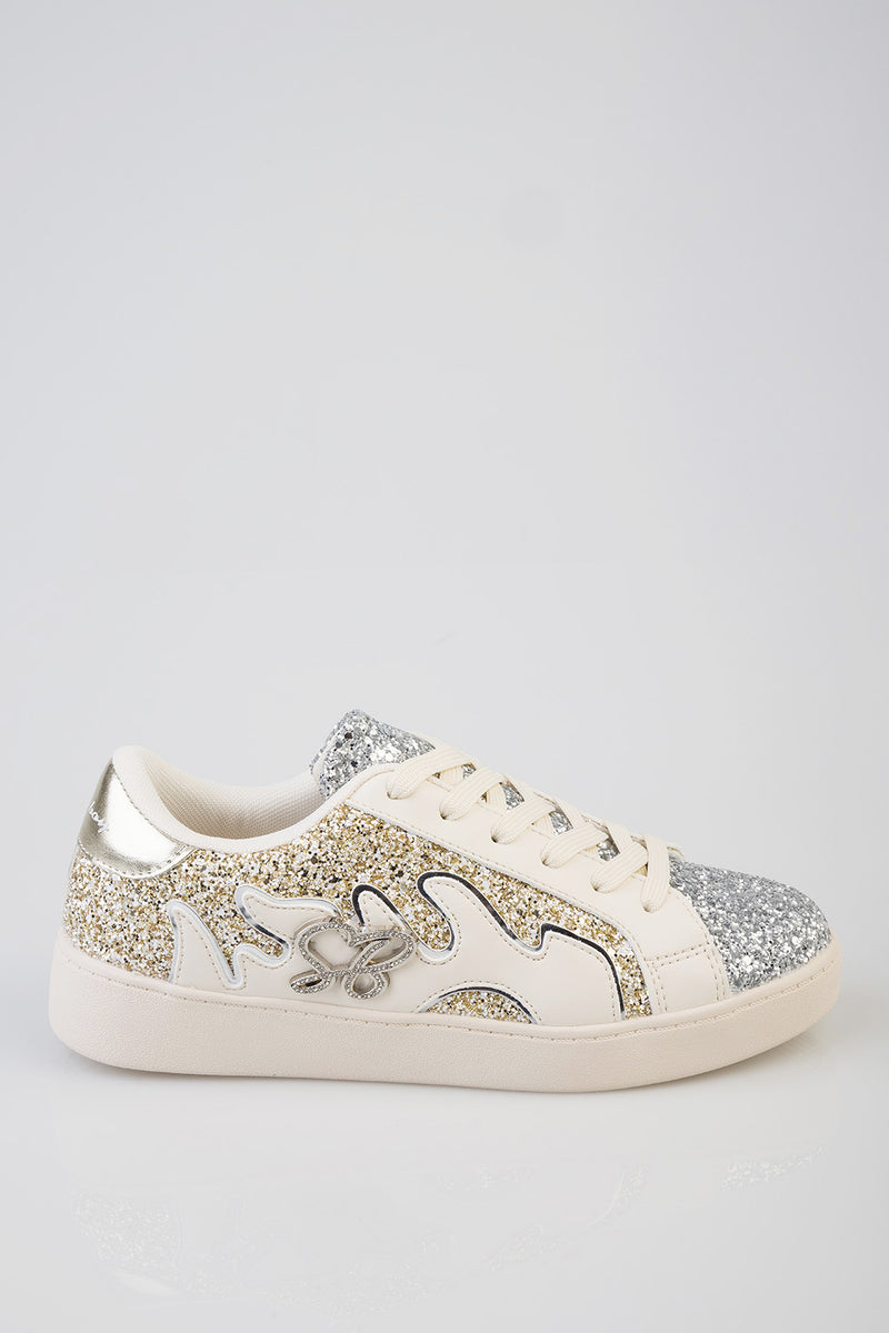 Marguerite Bling Detail Sneaker - Cream