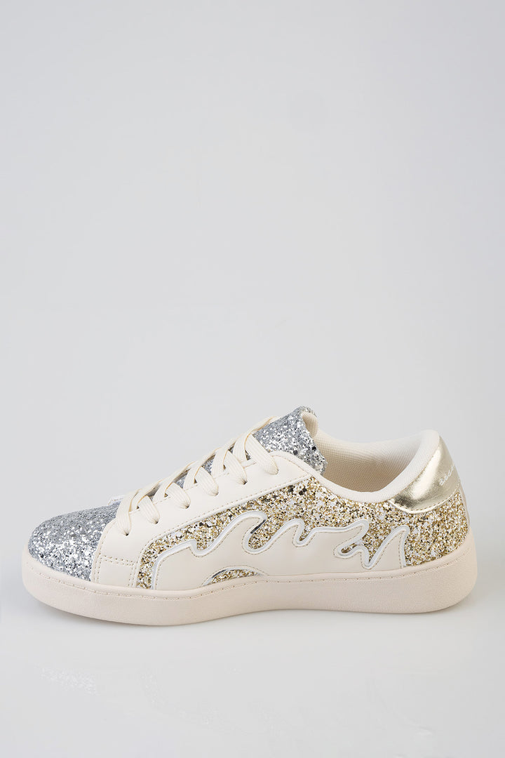 Marguerite Bling Detail Sneaker - Cream