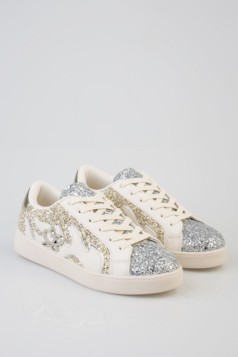 Marguerite Bling Detail Sneaker - Cream