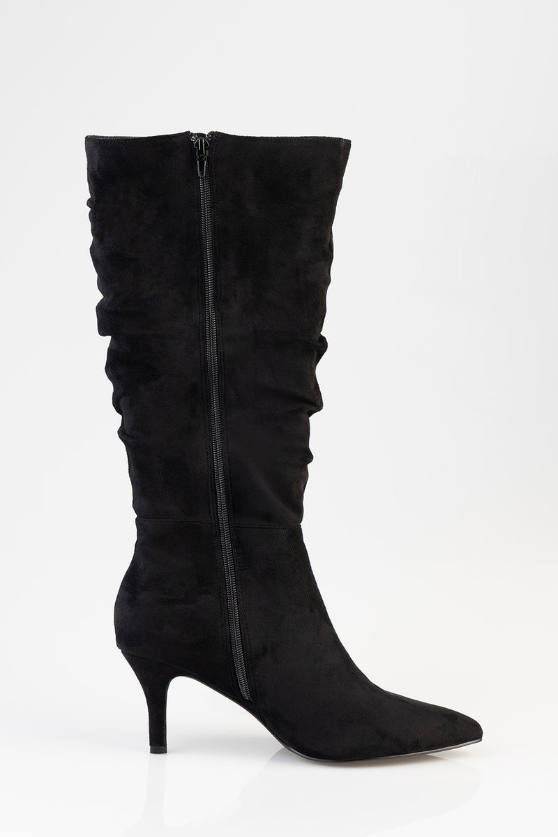 Cassandra Suede Mid Calf Boot - Black