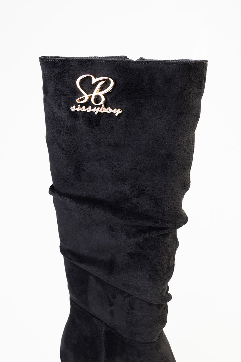 Cassandra Suede Mid Calf Boot - Black