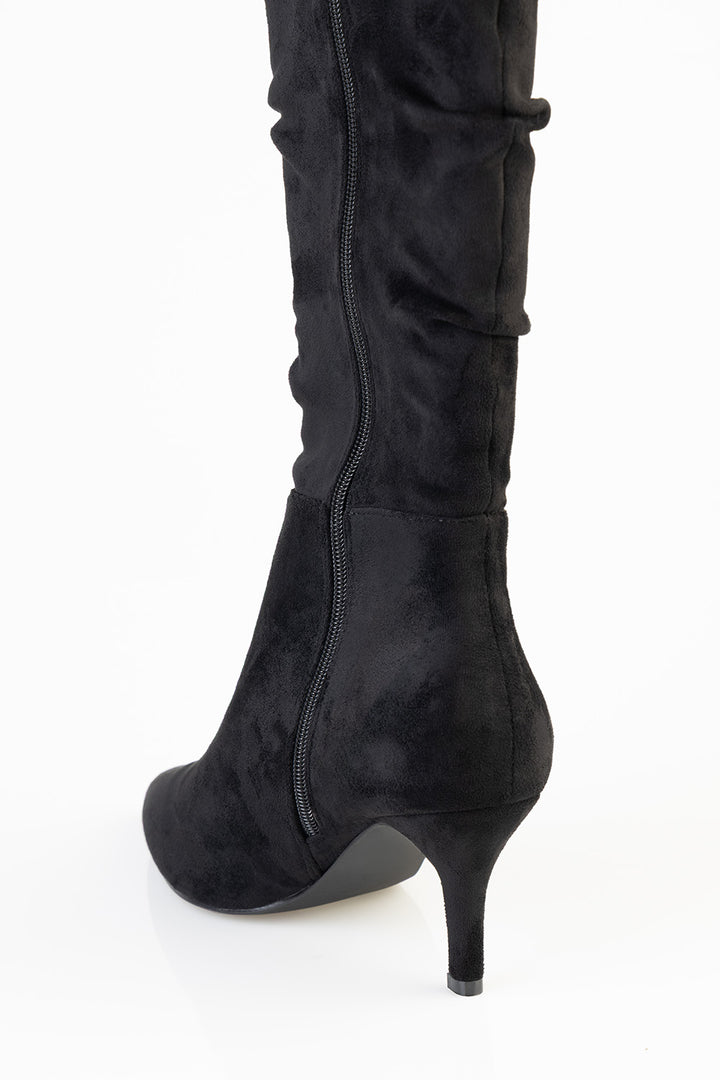 Cassandra Suede Mid Calf Boot - Black