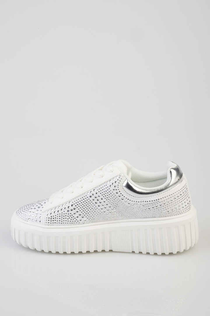 Joeletta Bling Chunky Sneaker - White