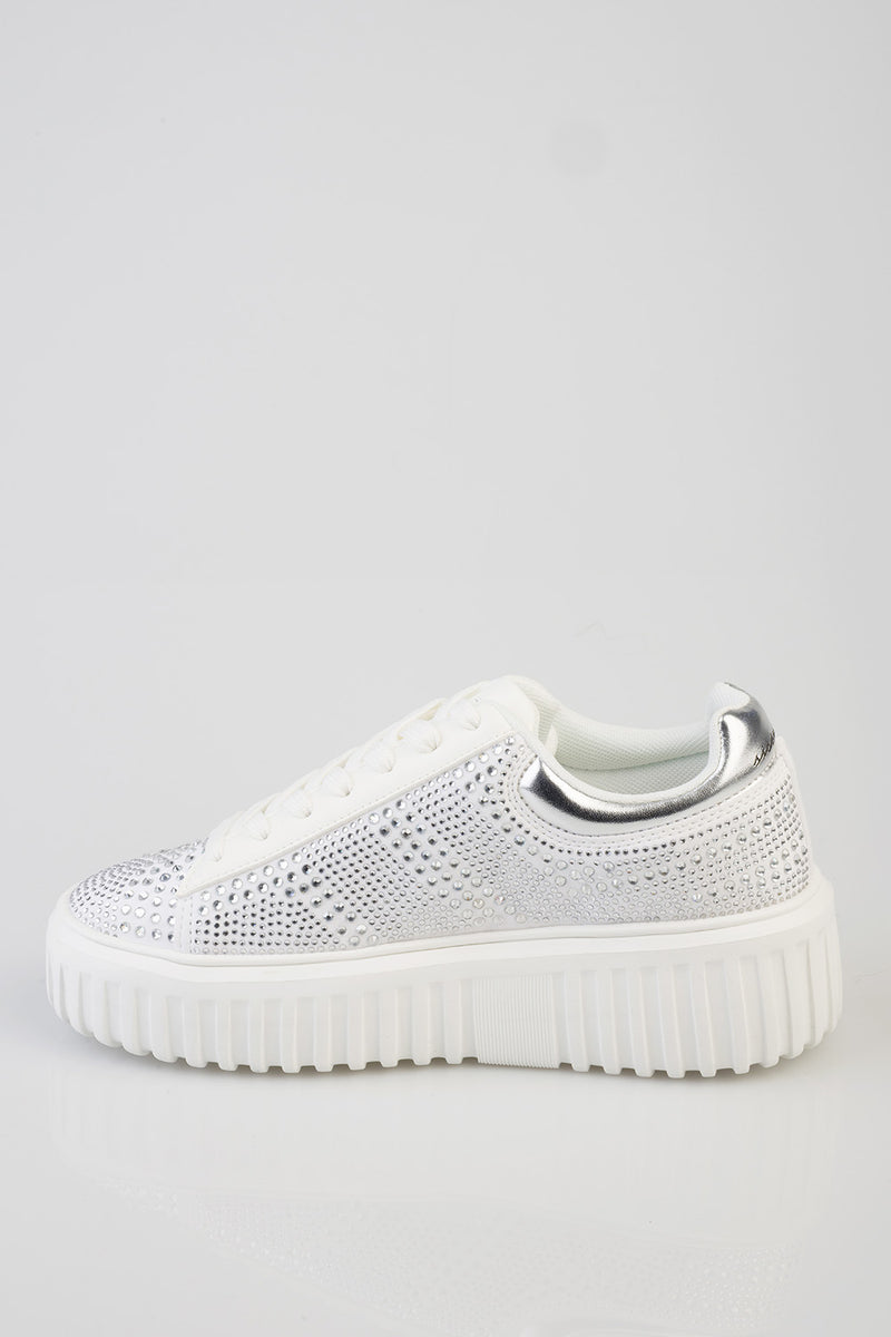Joeletta Bling Chunky Sneaker - White