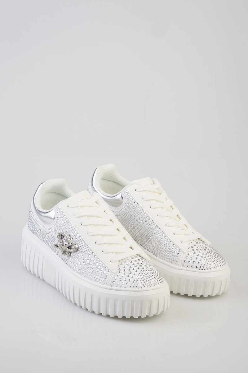 Joeletta Bling Chunky Sneaker - White