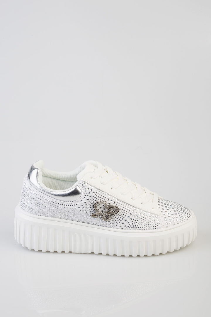 Joeletta Bling Chunky Sneaker - White