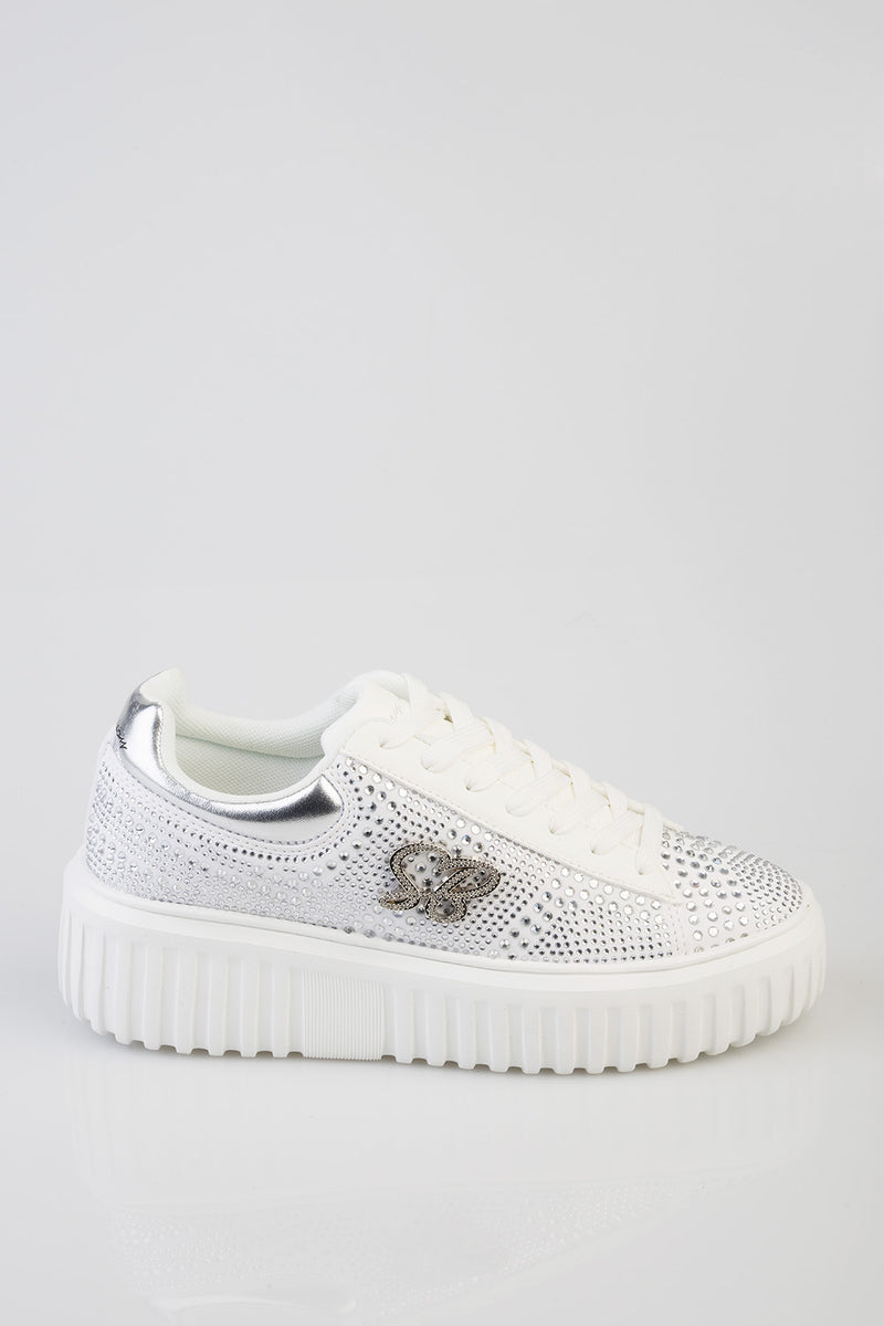 Joeletta Bling Chunky Sneaker - White