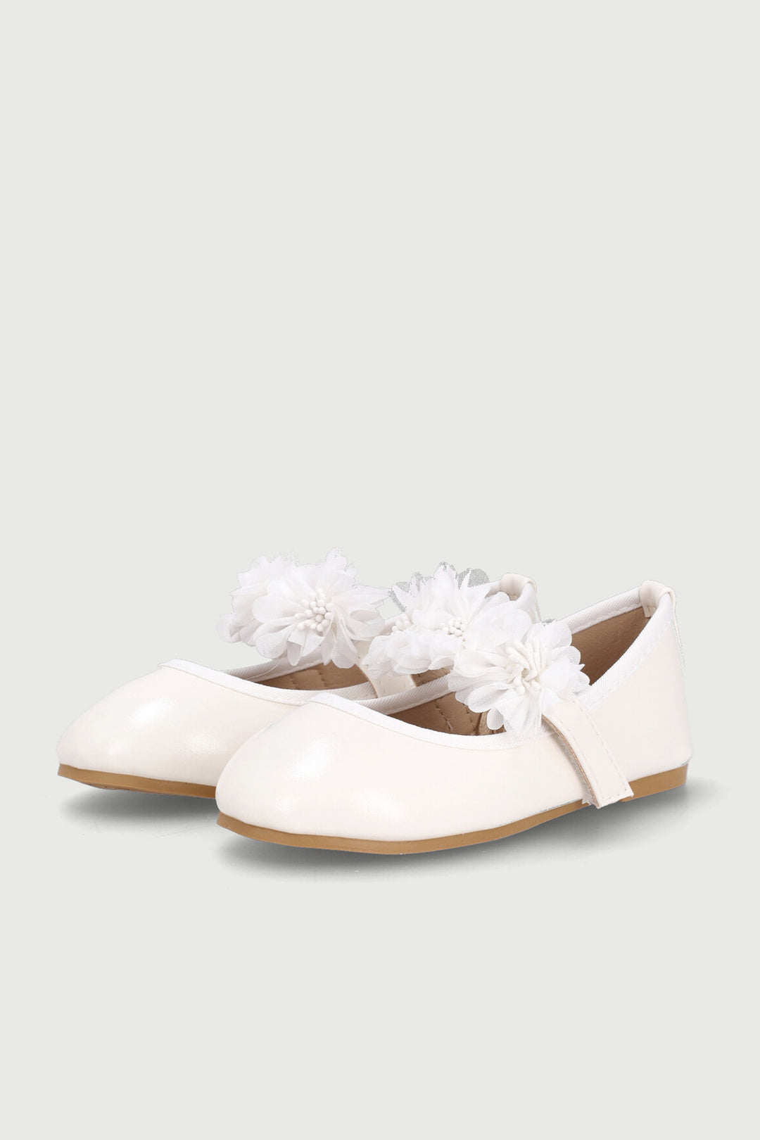 Pre-Girls Pu Flower Pump - White