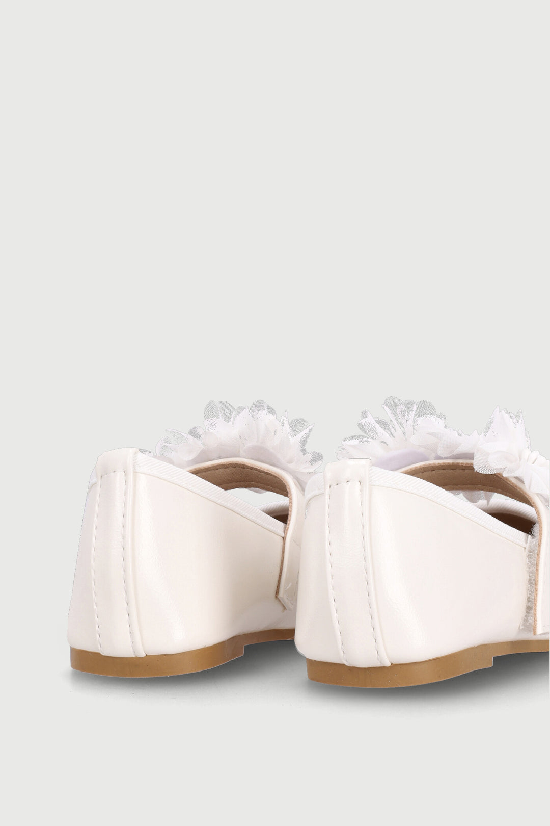 Pre-Girls Pu Flower Pump - White