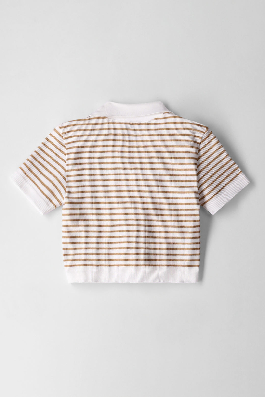 Girls Stripe J Collar Top - Cream