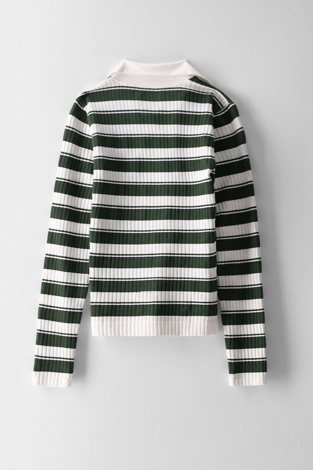 Girls Striped Johnny Collar Long Sleeve Top - Cream/Fatigue