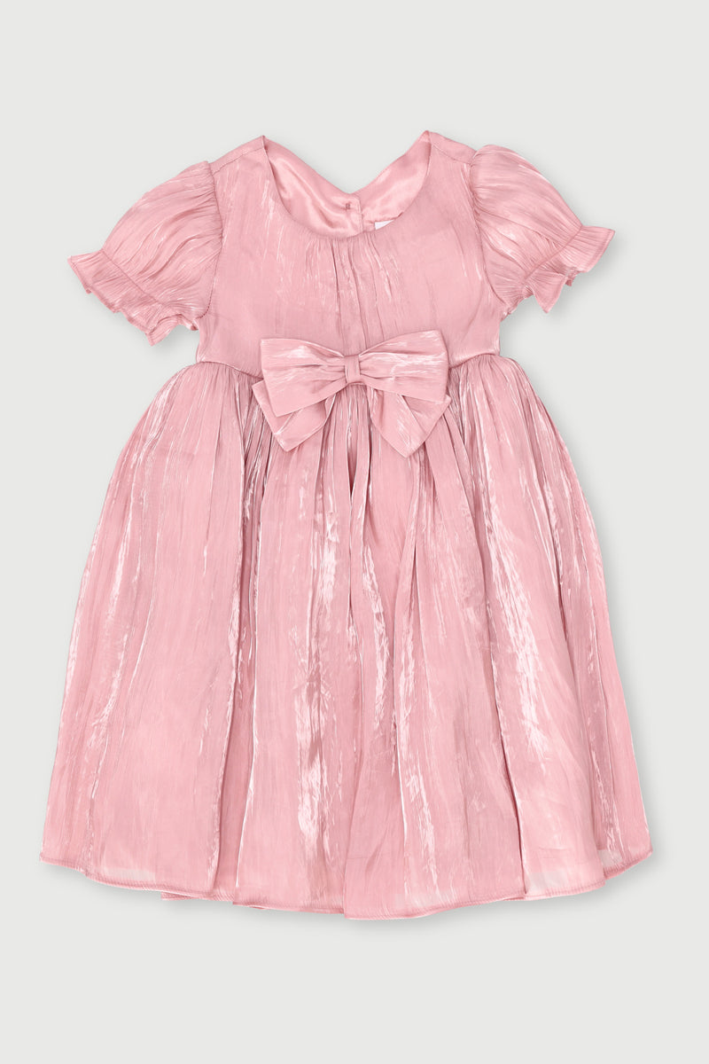 Keedo Girls Chiffon Satin Dress - Dusty Pink