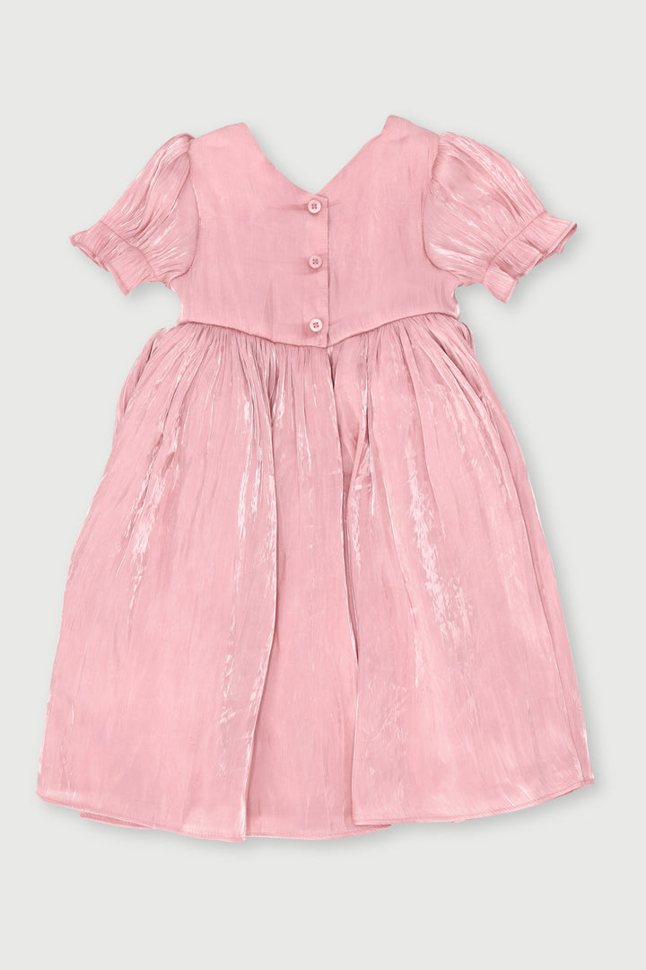 Keedo Girls Chiffon Satin Dress - Dusty Pink