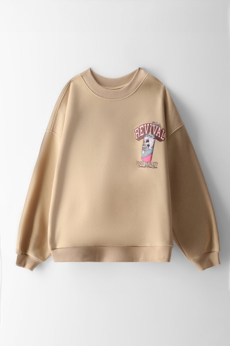 Girls Revival Cola Graphic Sweatshirt - Oatmeal