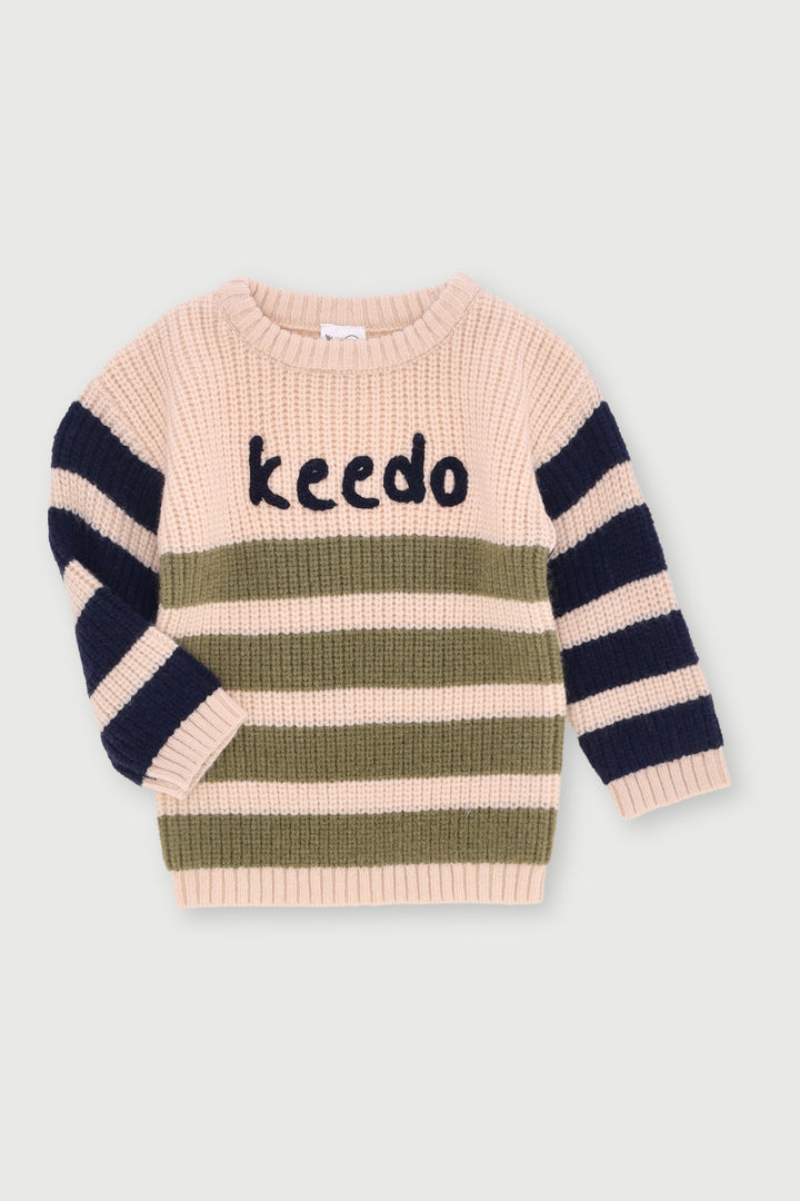 Keedo Baby Boys Stripe Knit Pullover - Cream