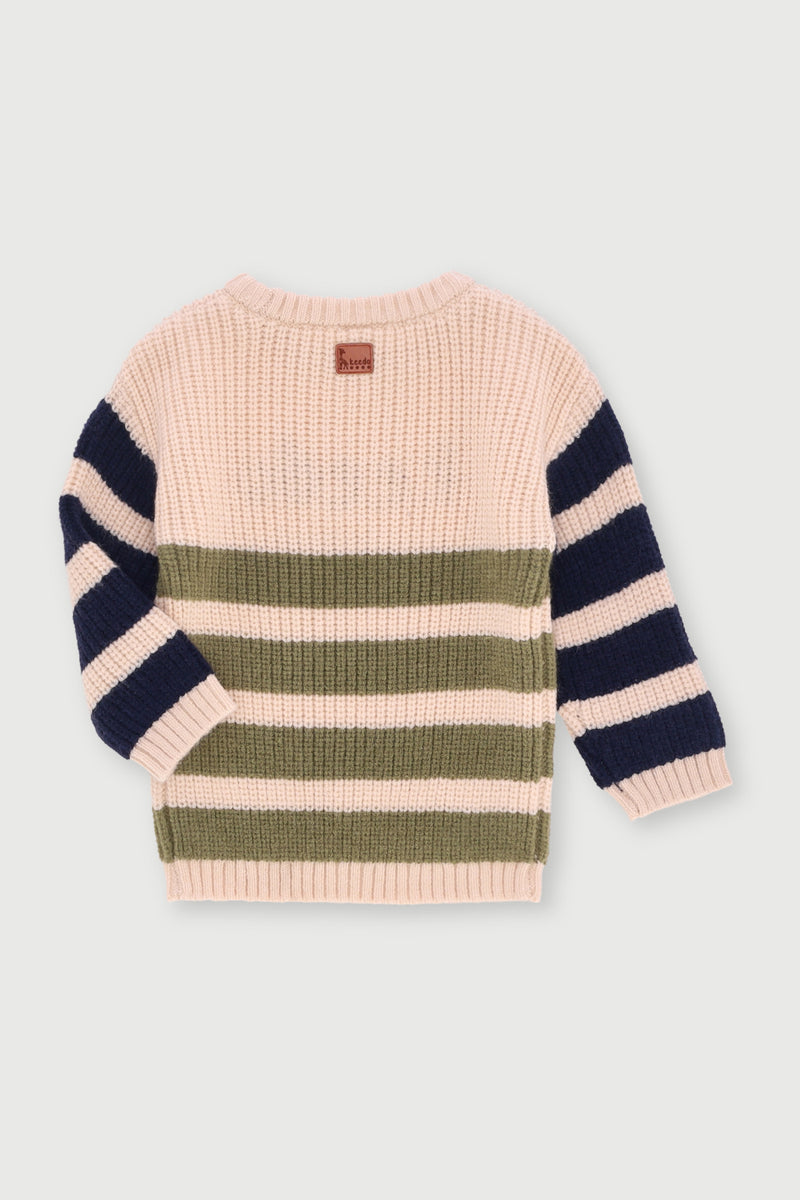 Keedo Baby Boys Stripe Knit Pullover - Cream