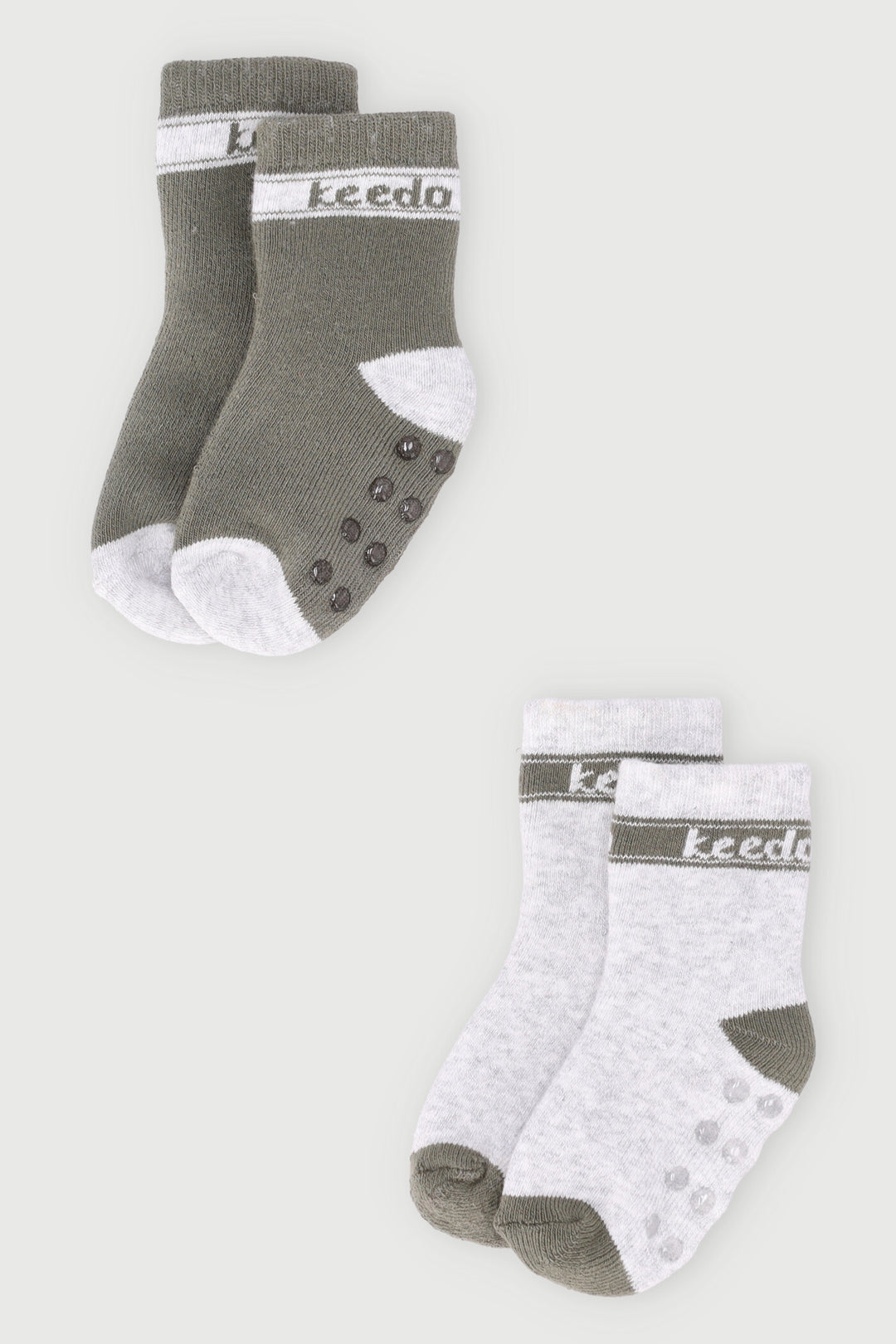 Keedo Boys 2 Pack Toweling Socks - Grey Melange