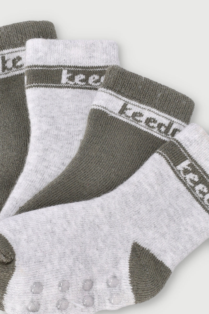 Keedo Boys 2 Pack Toweling Socks - Grey Melange