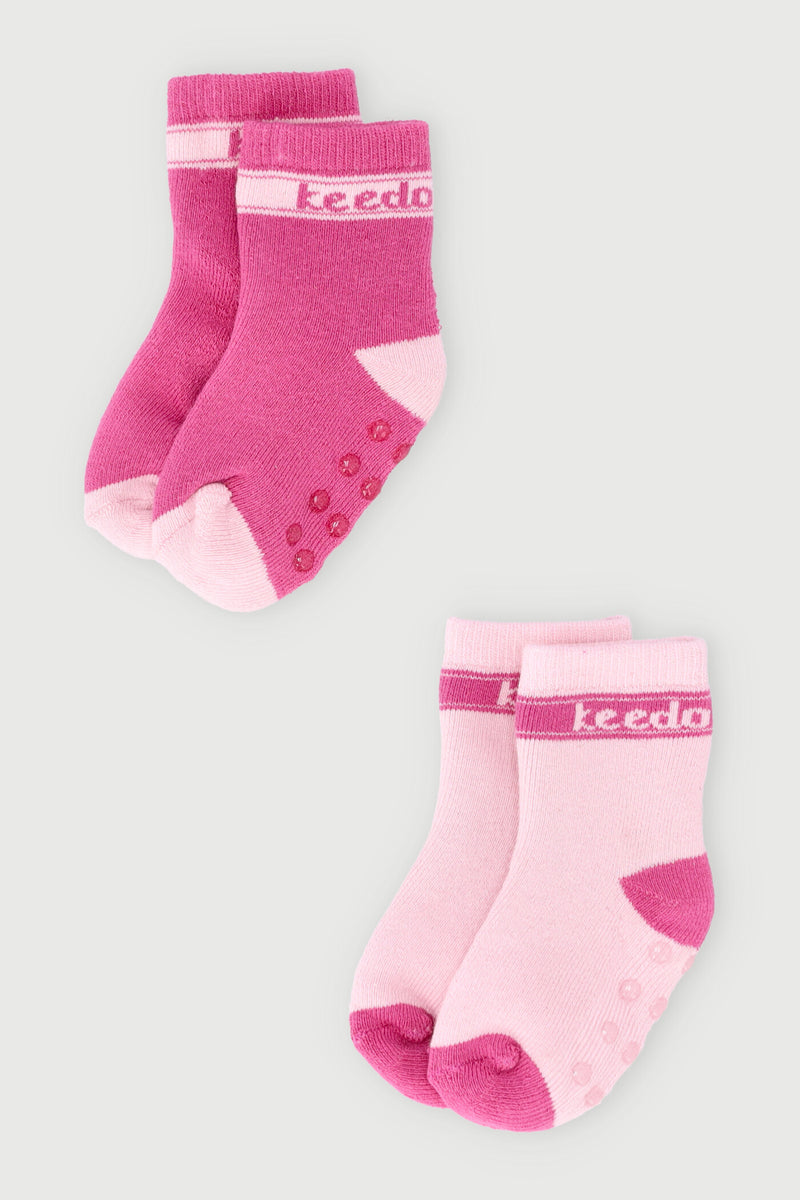 Keedo Baby Girls 2 Pack Toweling Socks - Pink