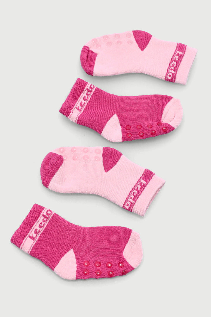 Keedo Baby Girls 2 Pack Toweling Socks - Pink
