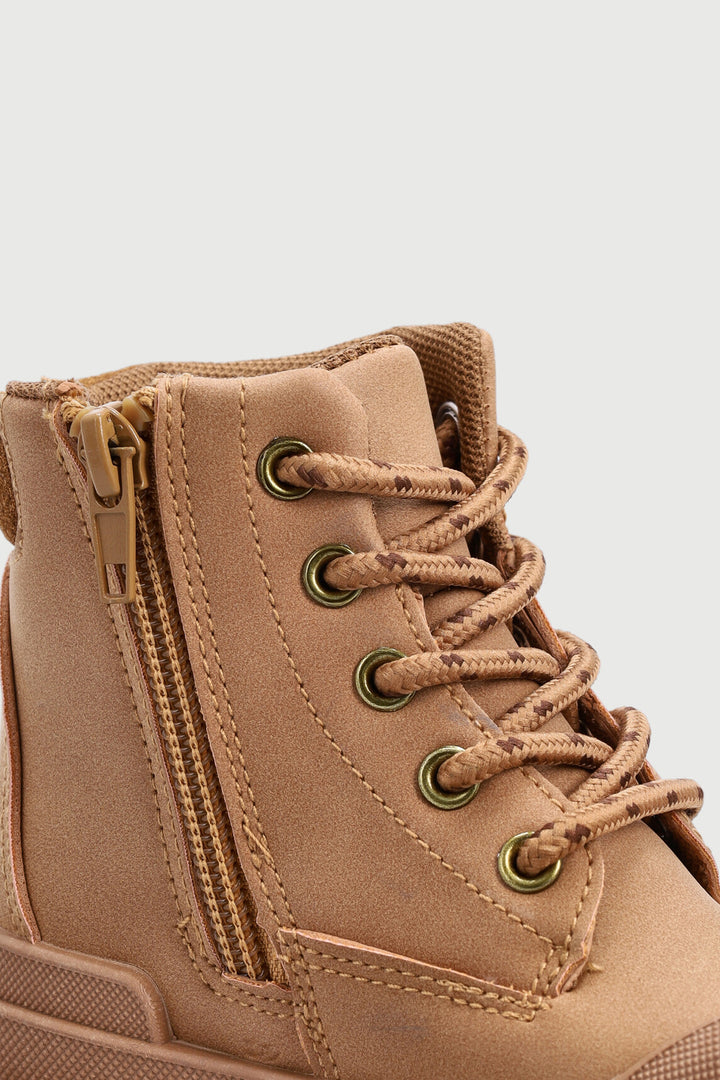 Pre-Boys Toe Cap Hiker Boot - Honey