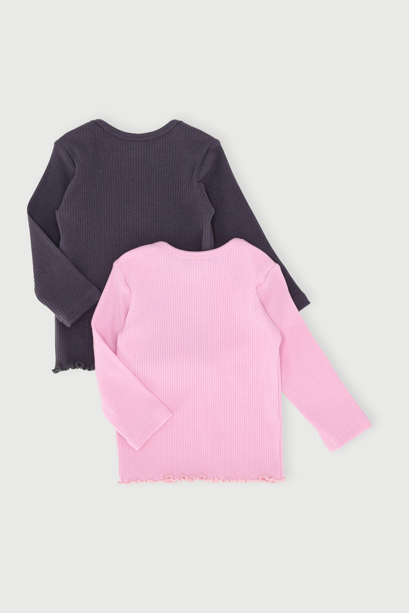 Baby Girls 2 Pack Ribbed Top - Light Pink