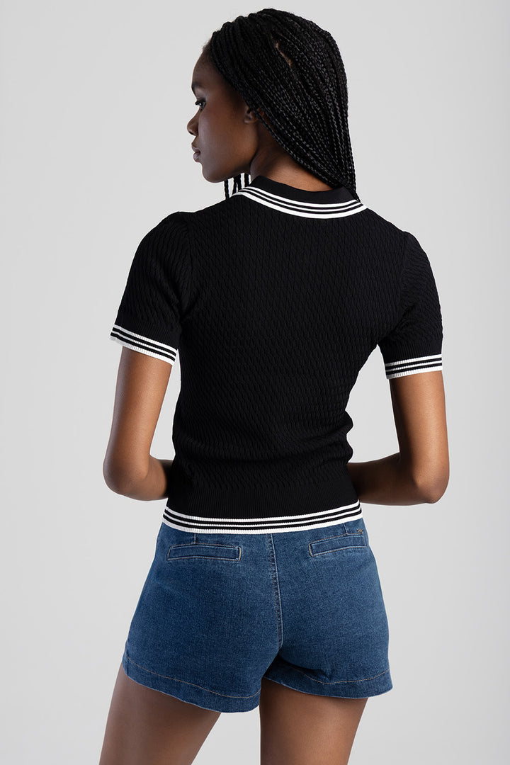 Knit Logo Polo Shirt - Black