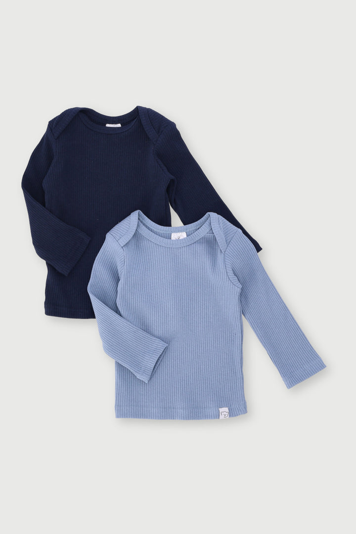 Baby Boys 2 Pack Ribbed Top - Navy