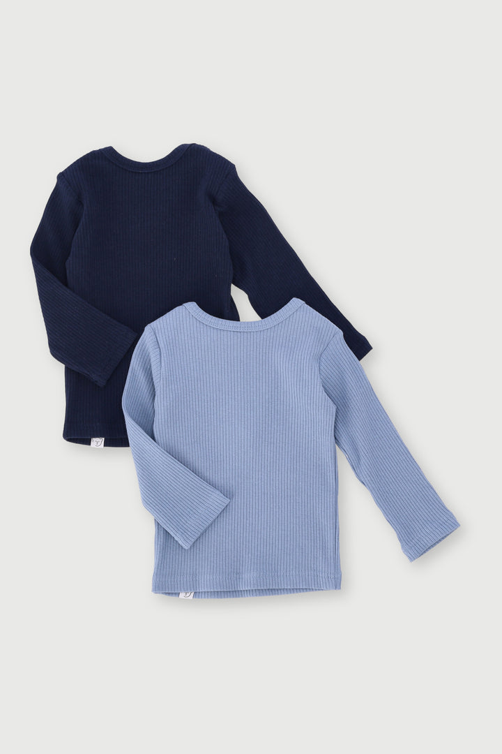 Baby Boys 2 Pack Ribbed Top - Navy