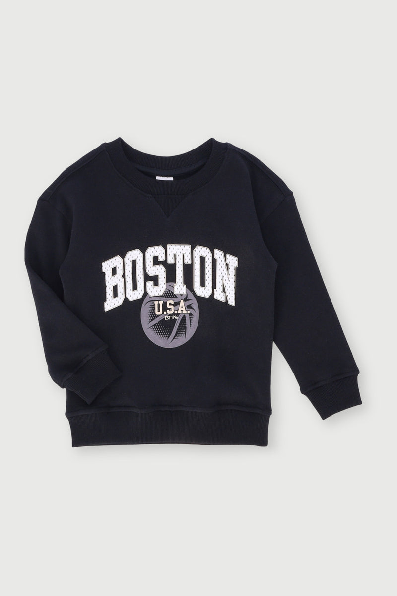 Pre-Boys Basketball Crew Top - Black