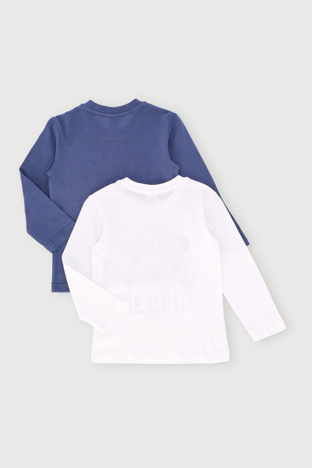 Pre-Boys 2 Pack Long Sleeve Basketball Tee - Cream/Blue