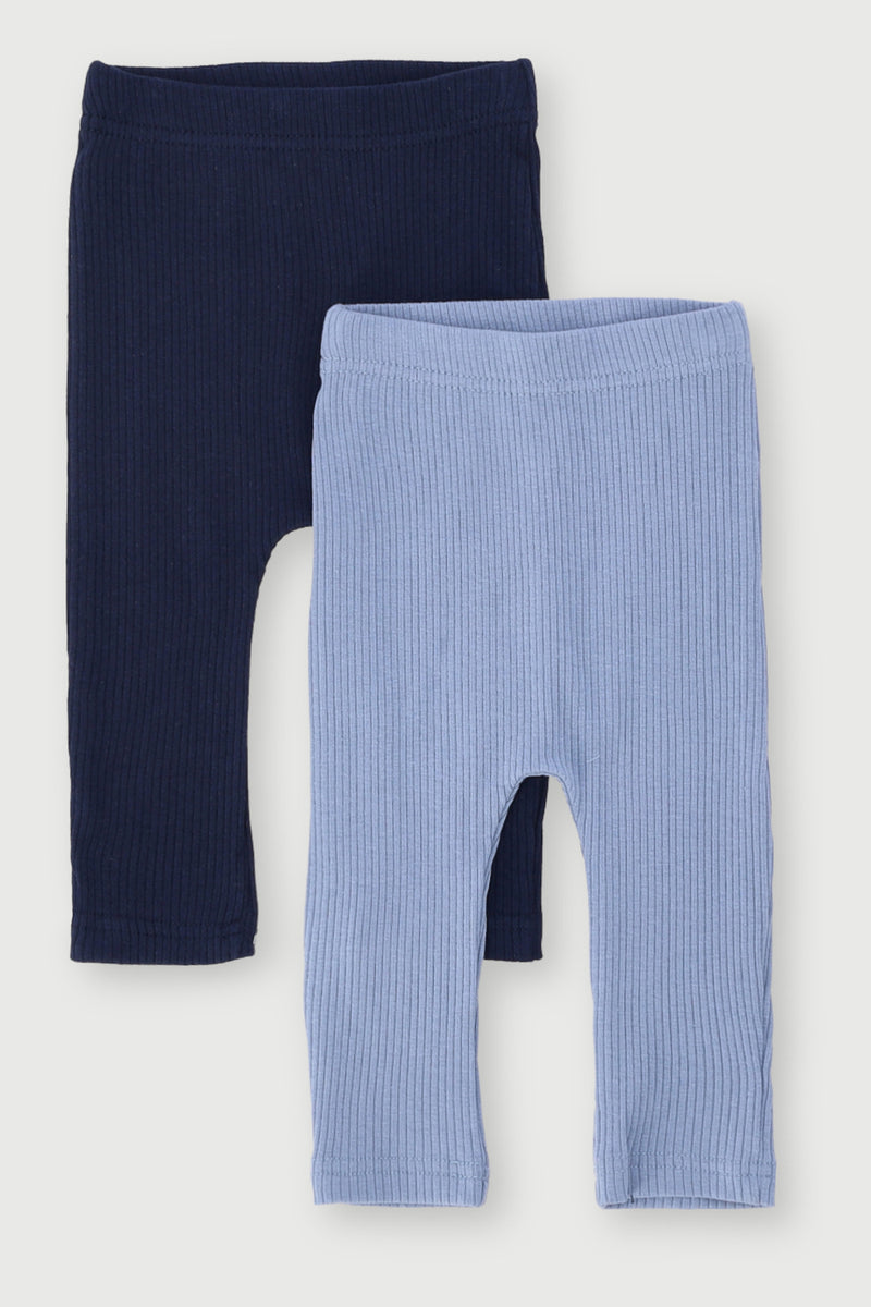Baby Boys 2 Pack Ribbed Legging - Navy