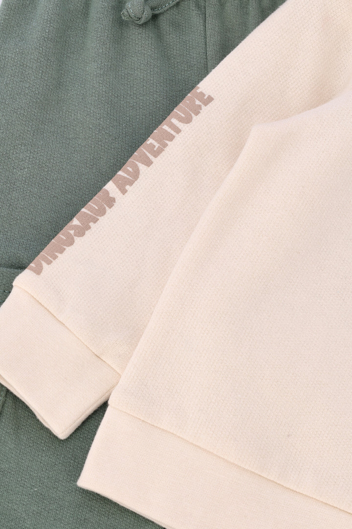 Baby Boys Colourblock Crew Tracksuit - Seaweed Green