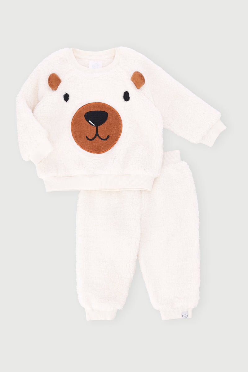 Baby Boys Bear Sherpa Set - Cream