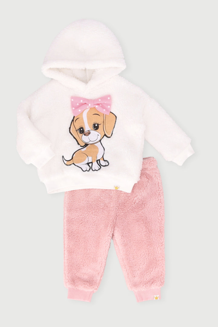 Puppy Sherpa Set - White/Pink