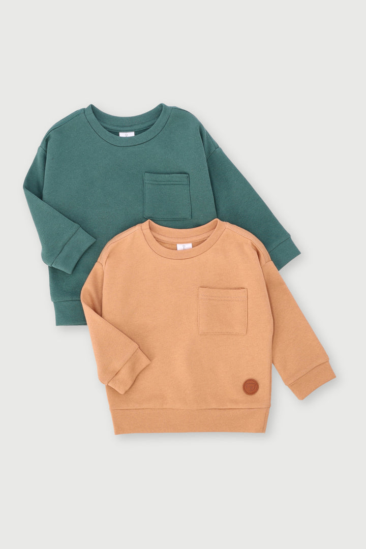 Baby Boys 2 Pack Core Bear Sweat Top - Green