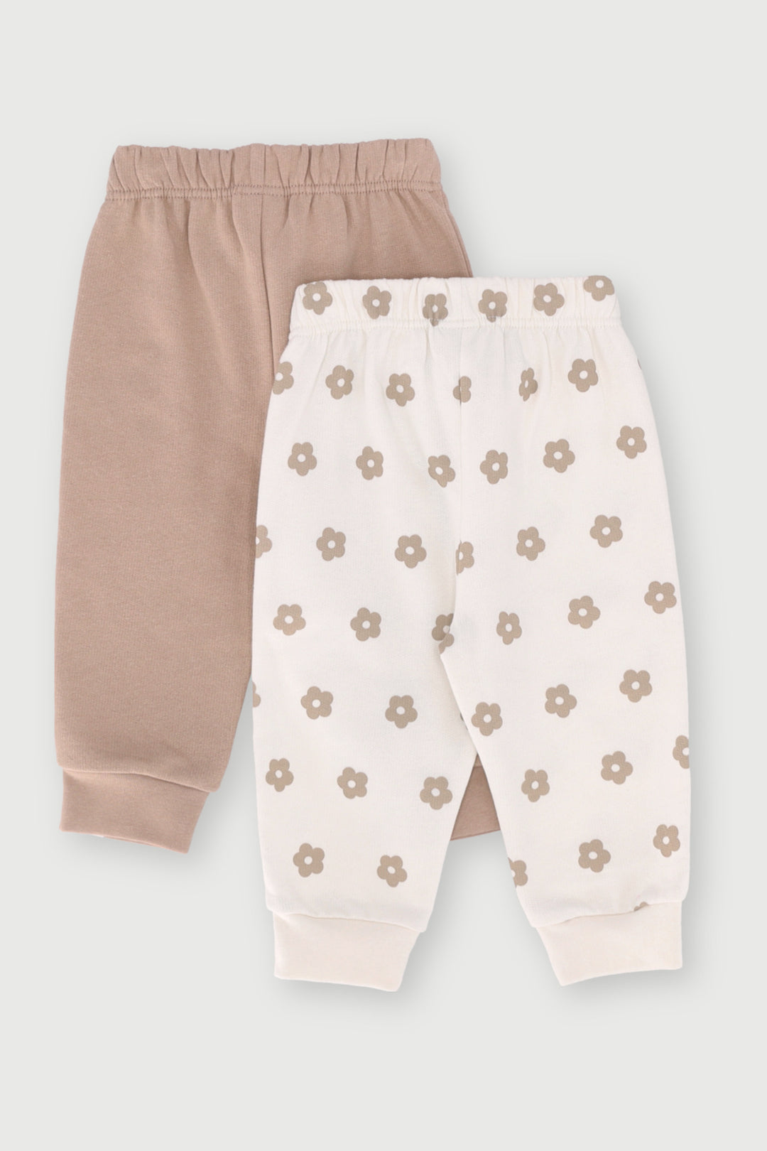 Baby Girls 2 Pack Daisy Jogger - Taupe