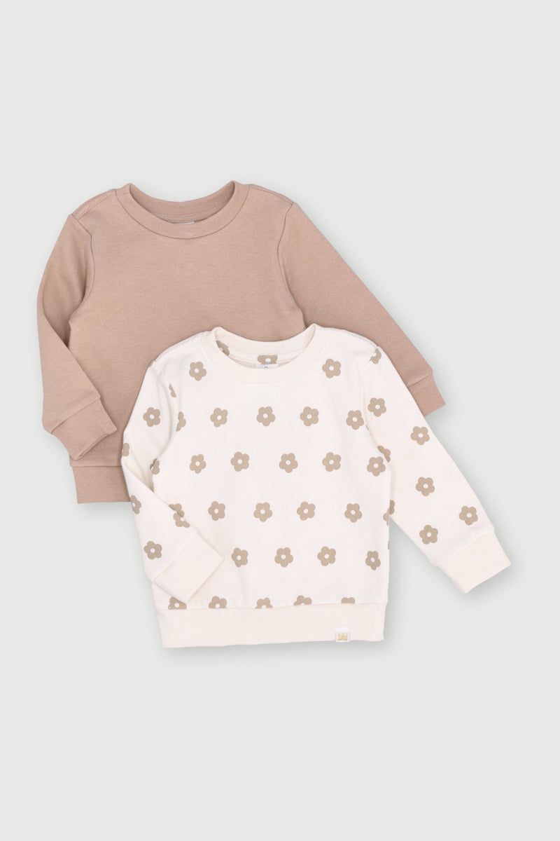 2 Pack Daisy Sweat Top - Taupe