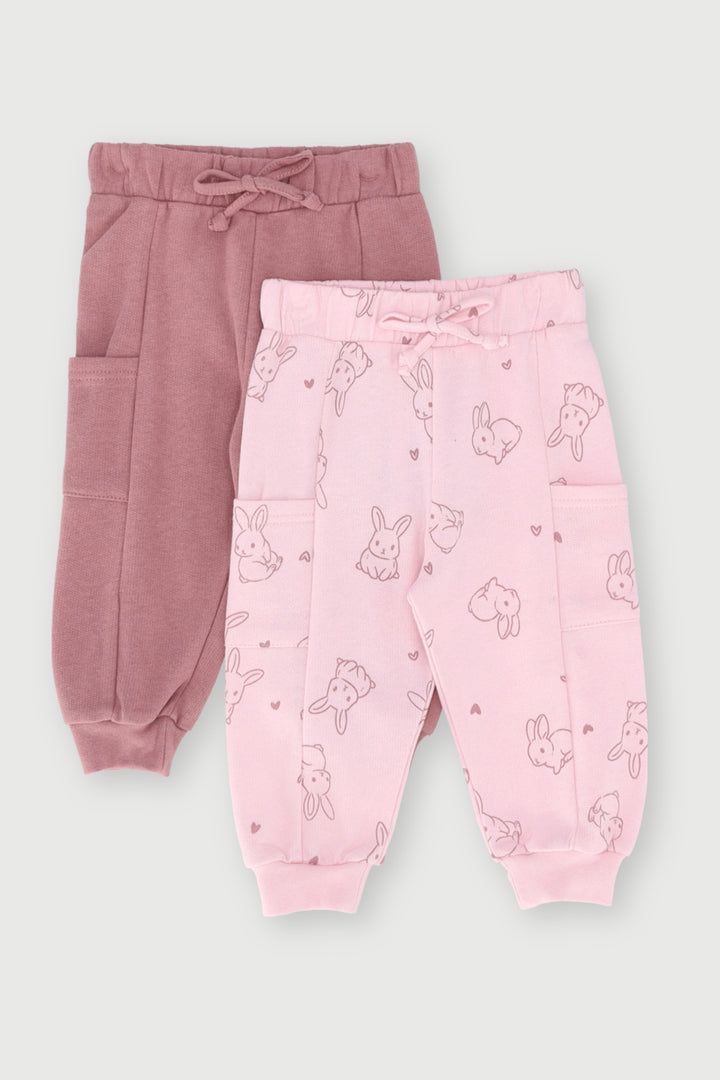 Baby Girls 2 Pack Bunny Jogger - Pink