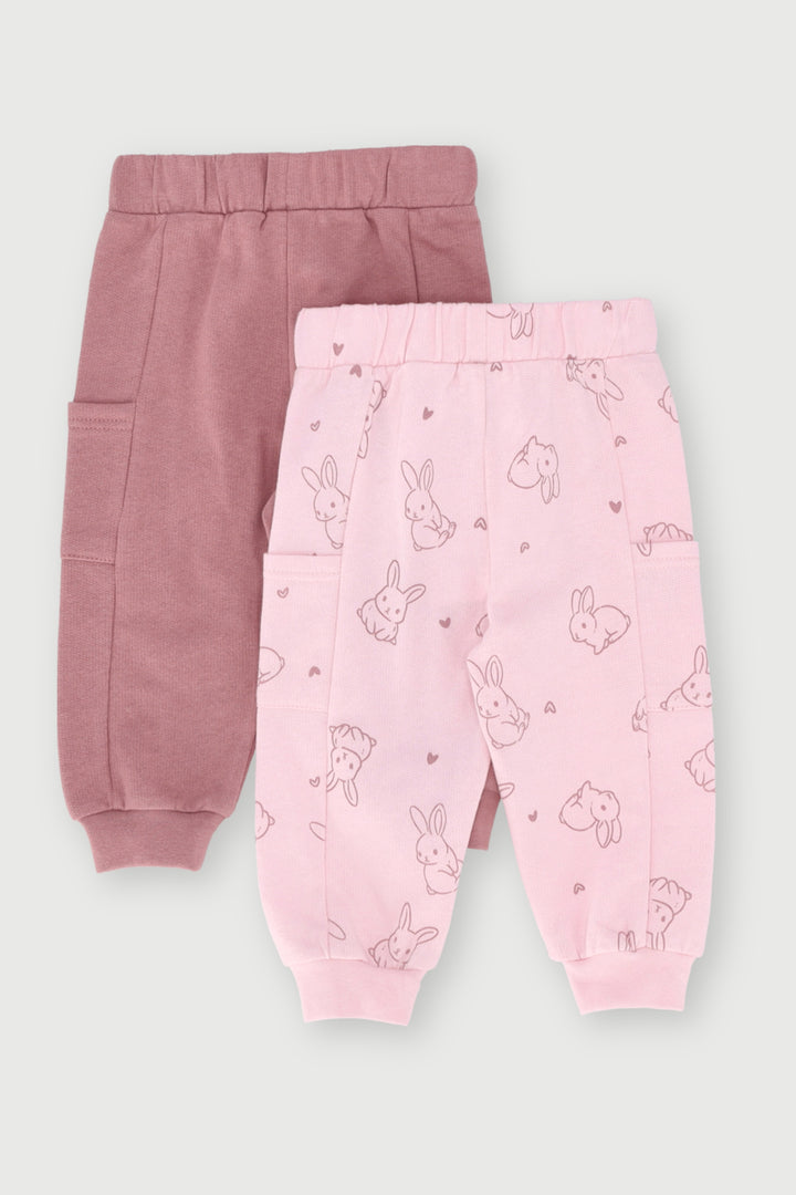 Baby Girls 2 Pack Bunny Jogger - Pink