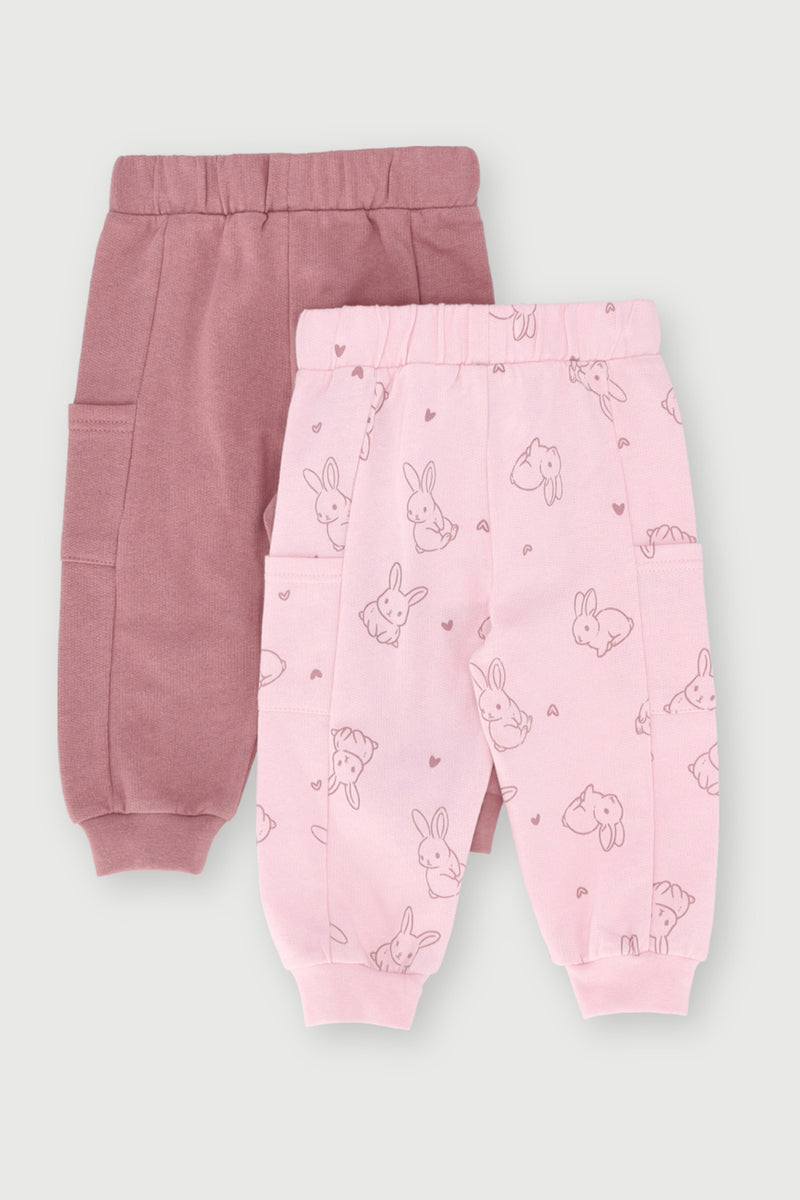 Baby Girls 2 Pack Bunny Jogger - Pink
