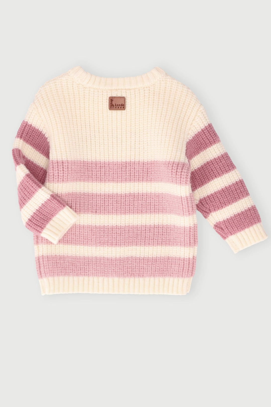 Keedo Girls Stripe Knit Pullover - Cream