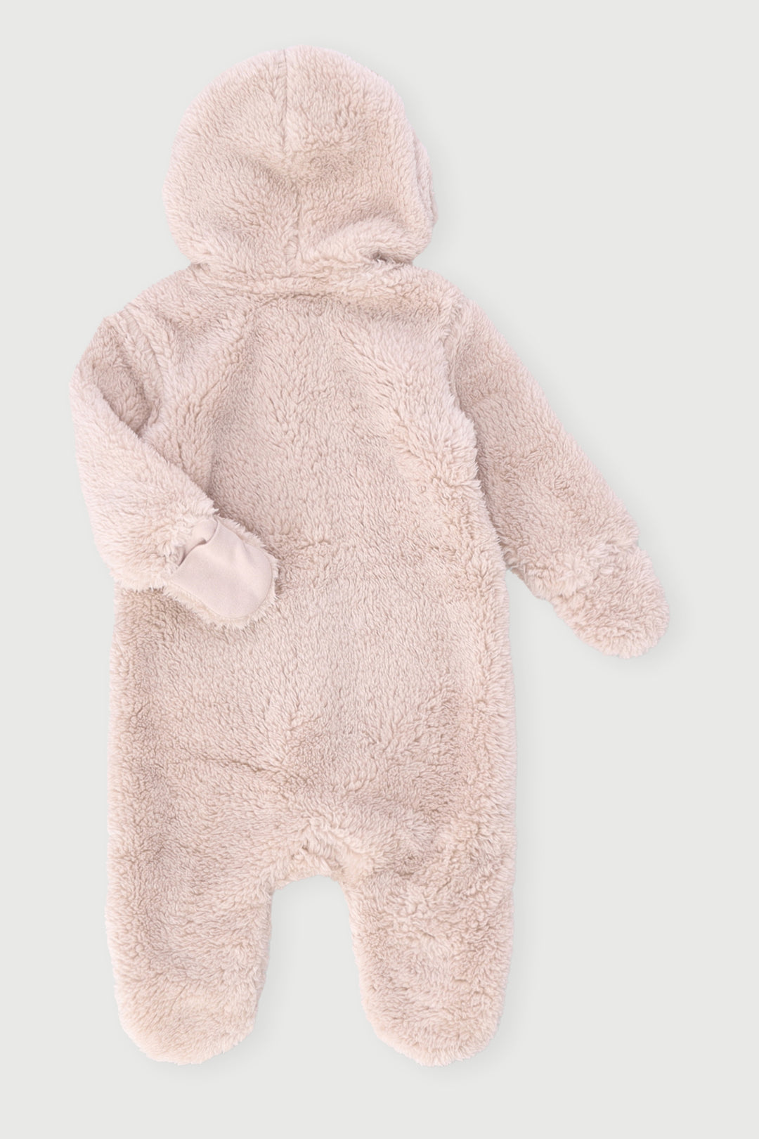 Baby Boys Puppy Hooded Sherpa Sleepsuit  - Beige