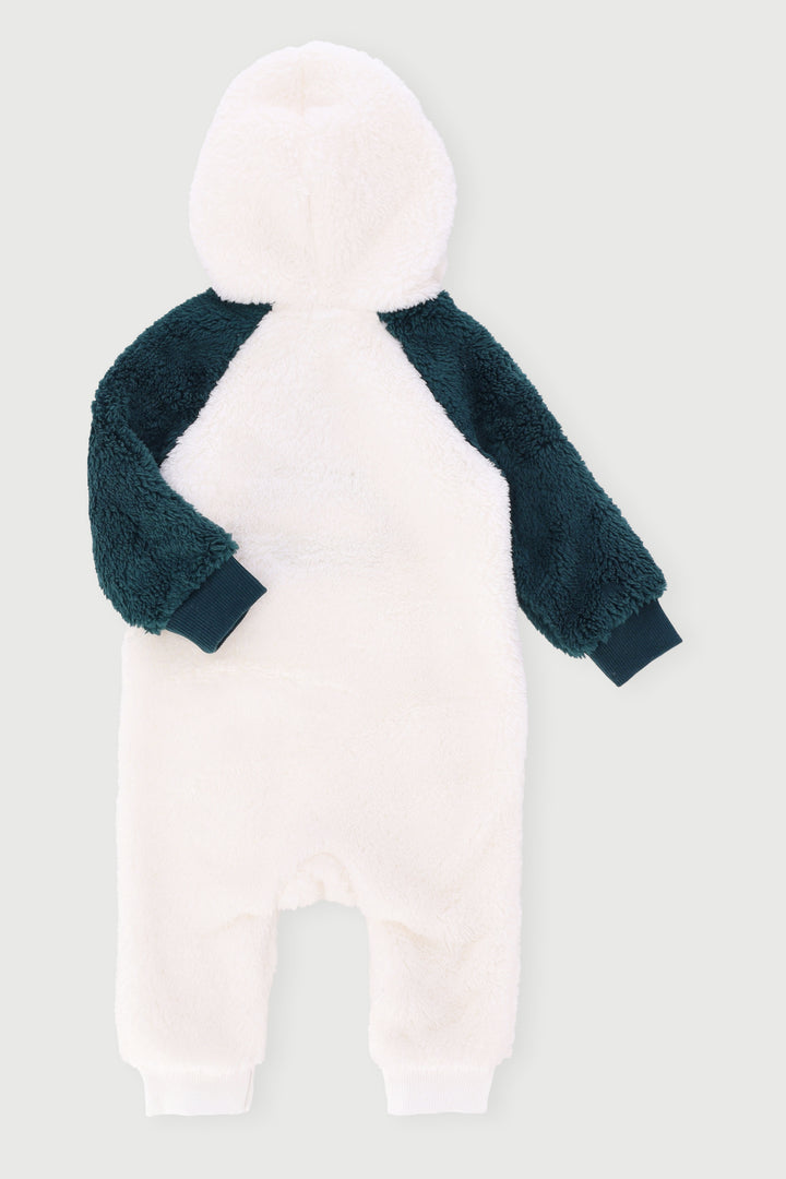 Baby Boys Sherpa Hooded Sleepsuit - Teal