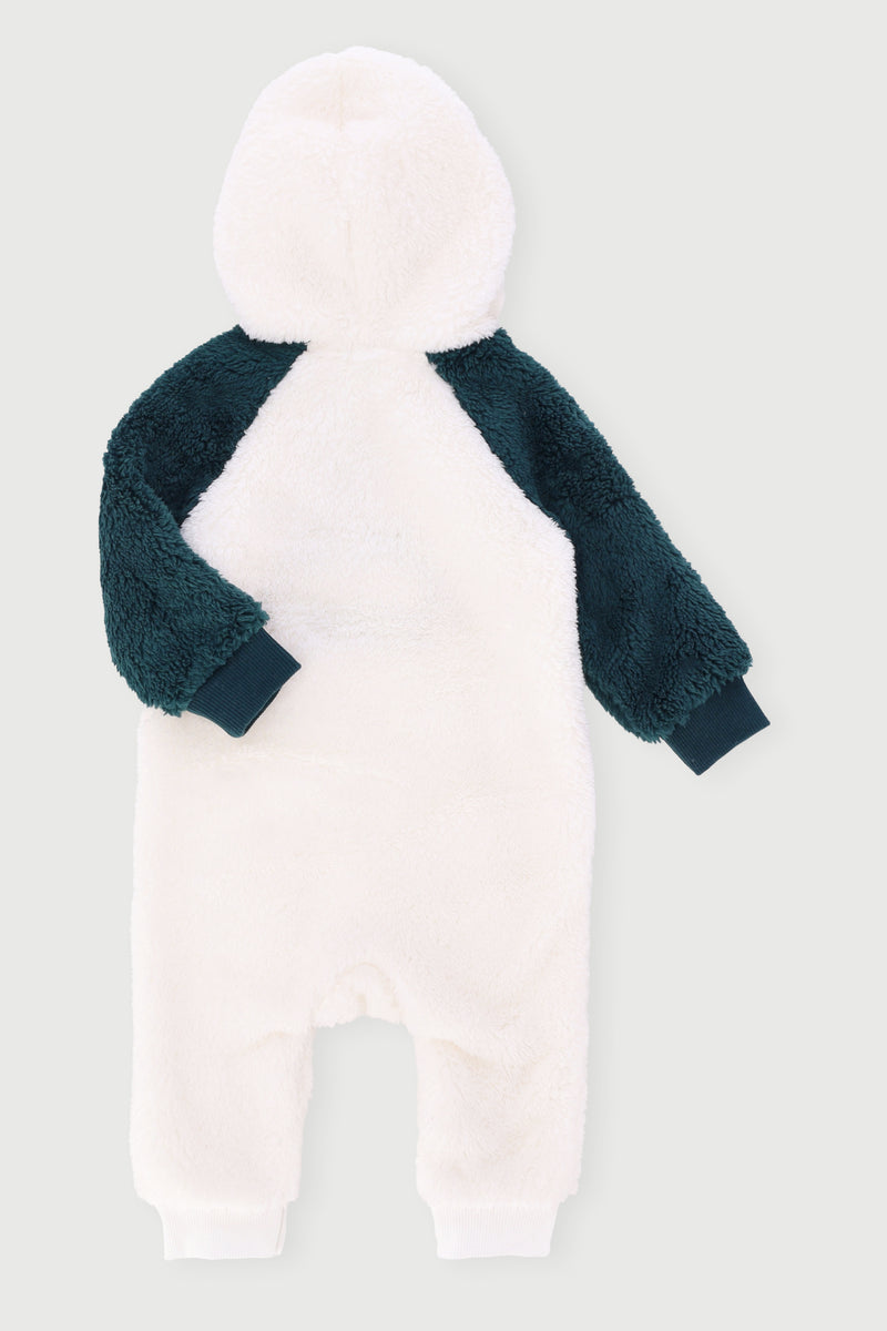 Baby Boys Sherpa Hooded Sleepsuit - Teal