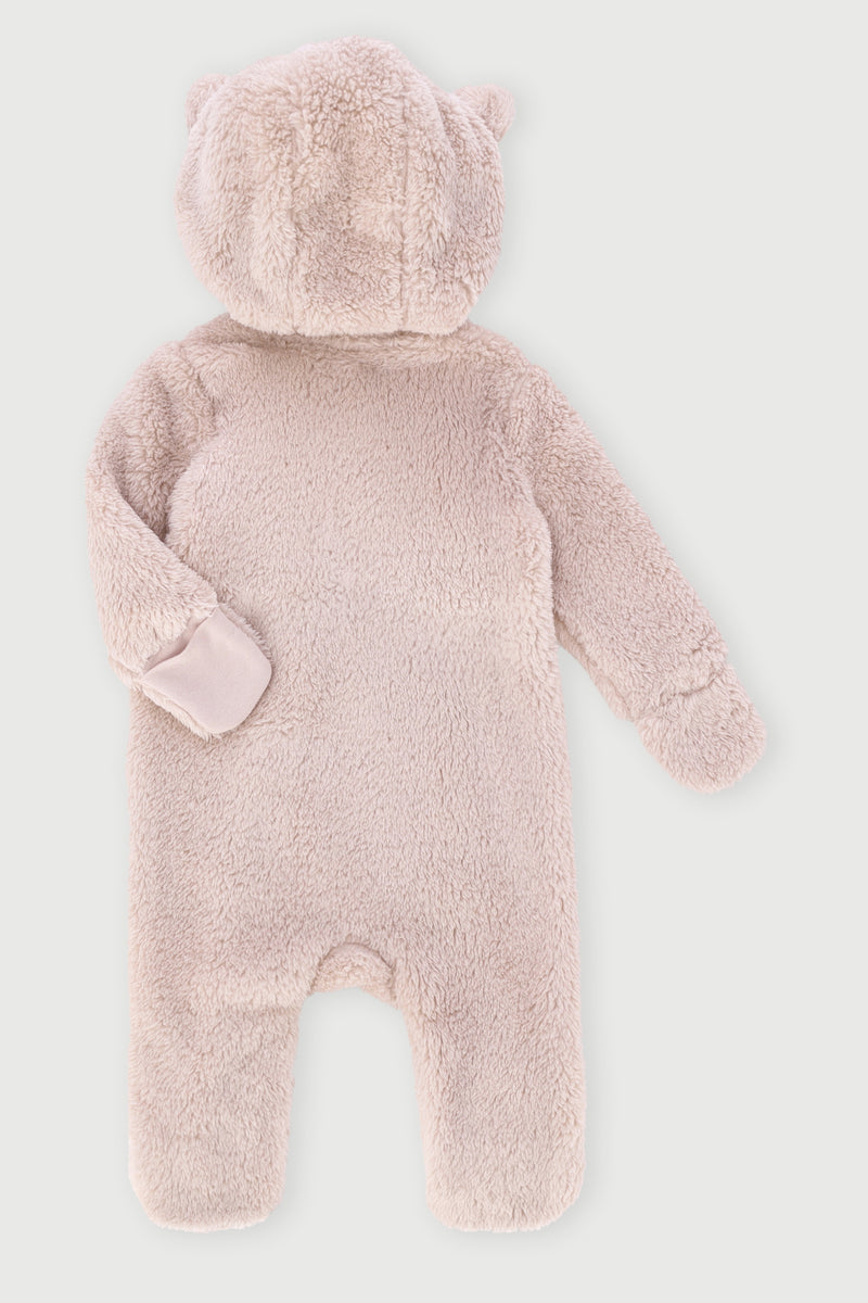 Baby Boys Bear Sherpa Sleepsuit - Stone